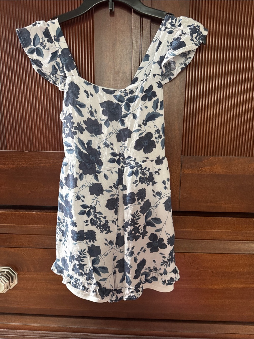 Full Tilt White Dress with Navy Floral Print